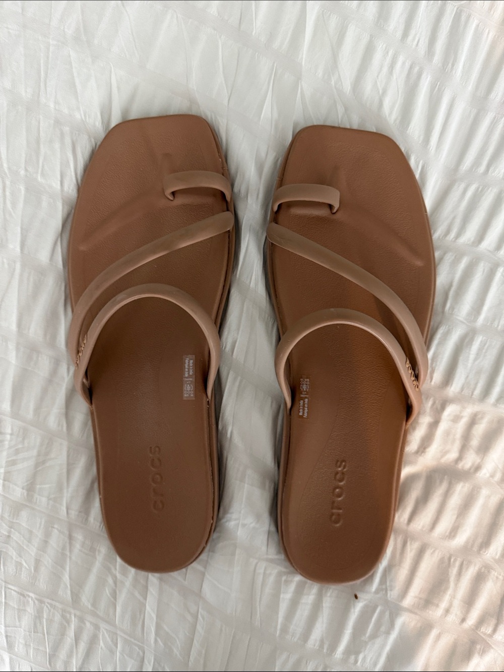 CROCS Women’s Tan Strappy Slide Sandals